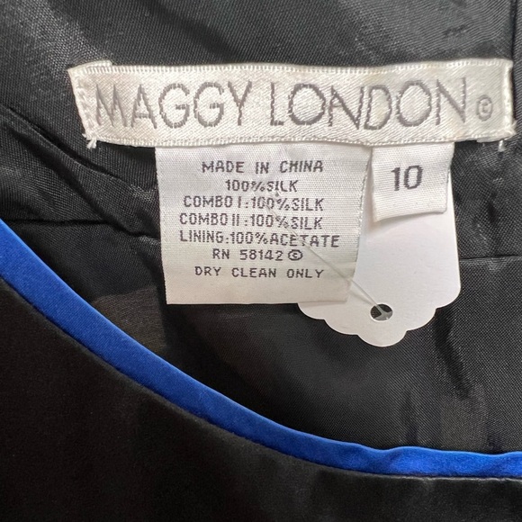 Maggy London Black and Blue Silk Dress (10) - Picture 4 of 4